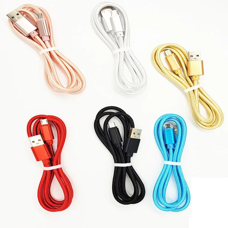 Fabric braided Cables 1M 2M 3M type c cable micro 5pin OD4.0 Nylon usb data Charger Cord for samsung s4 s6 s7 edge htc lg sony