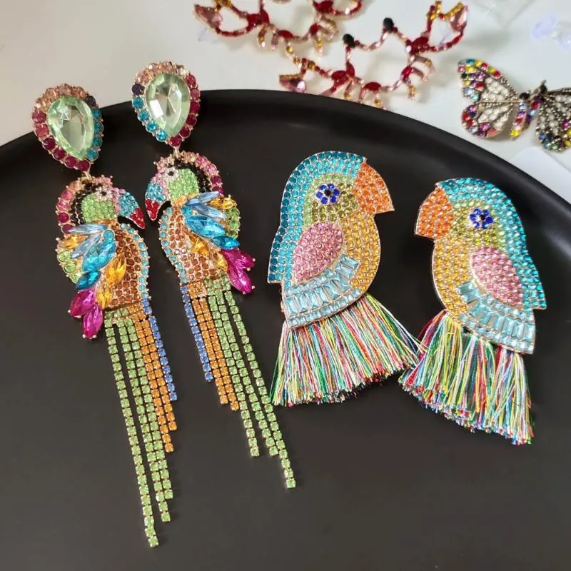 Bengelen kroonluchter bohemia kleurrijke kristallen vogels franjes drop oorbellen vrouwen vis bruiloft sieraden accessoires 2022 trend