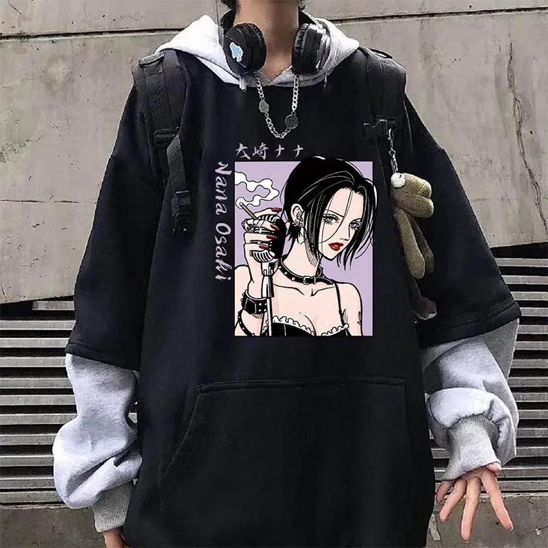 Męskie bluzy z kapturem bluzy Anime Nana Osaki bluza z kapturem z nadrukiem męska damska zabawna bluza polarowa moda jesienna Harajuku z długim rękawem Pull