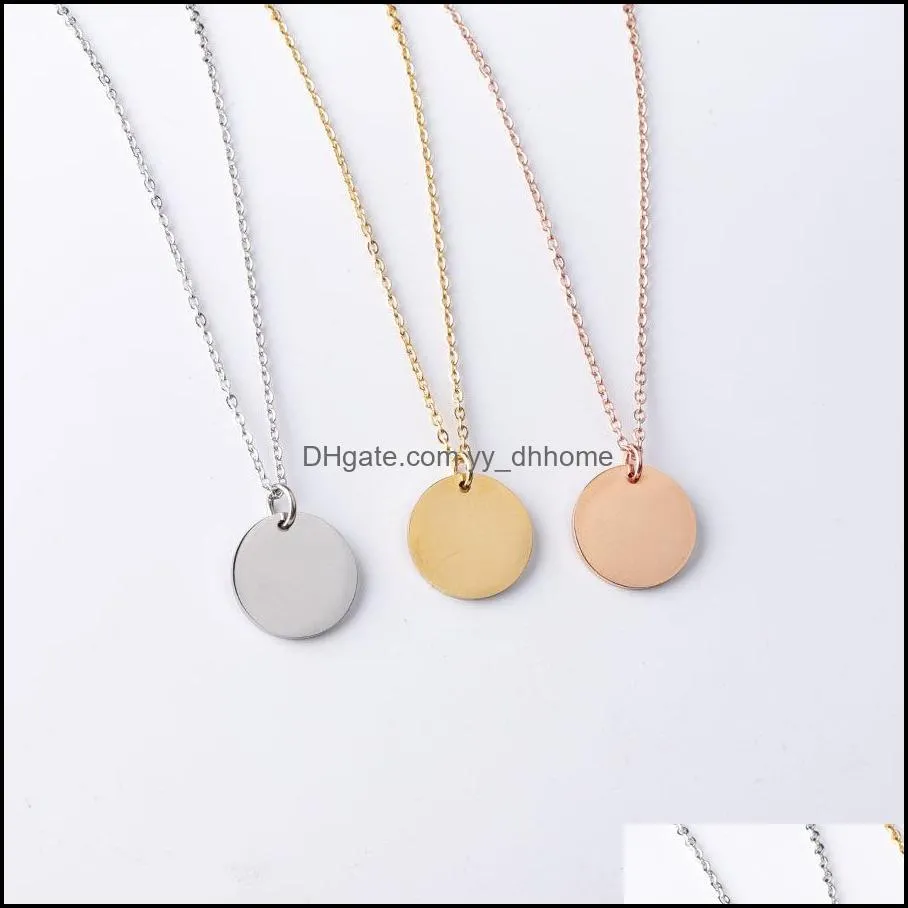 New Blank Round Pendant Necklace Stainless Steel Necklace Gold Minimalist Round Blank Dog Tag Coin Pendant Necklace Jewelry For Buyer