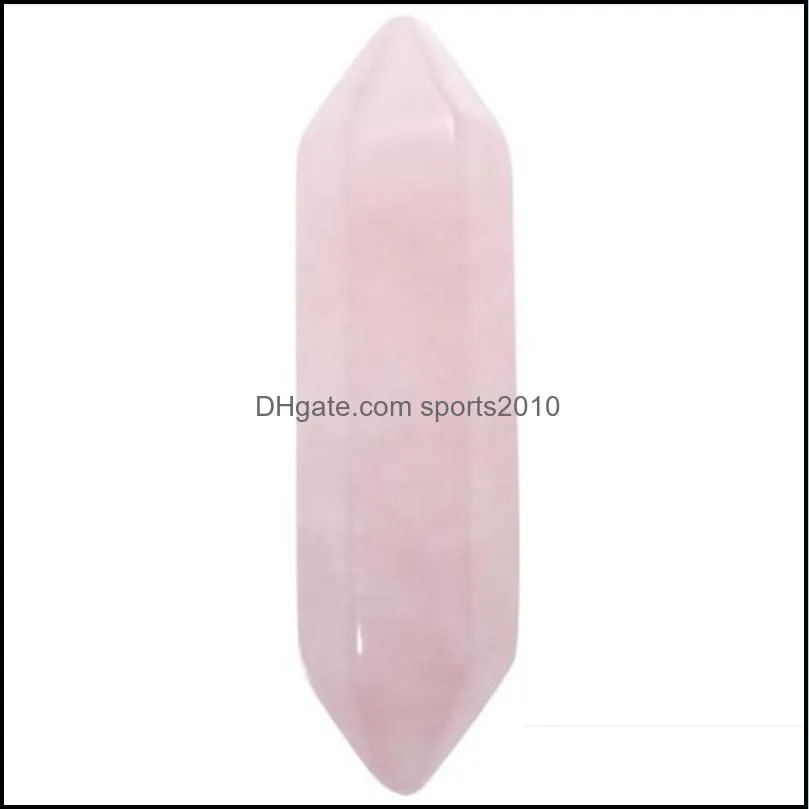 fashion chakra natural stone hexagon prism bullet shape aventurine rose quartz charm for jewelry making sports2010