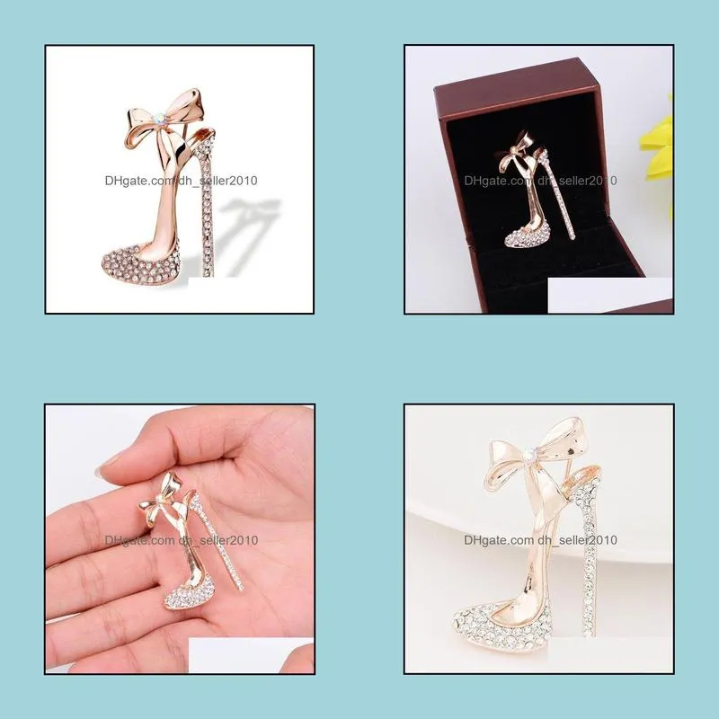 shoe brooch romantic crystal high-heeled shoes brooches wedding party jewelry accessories brooches pins