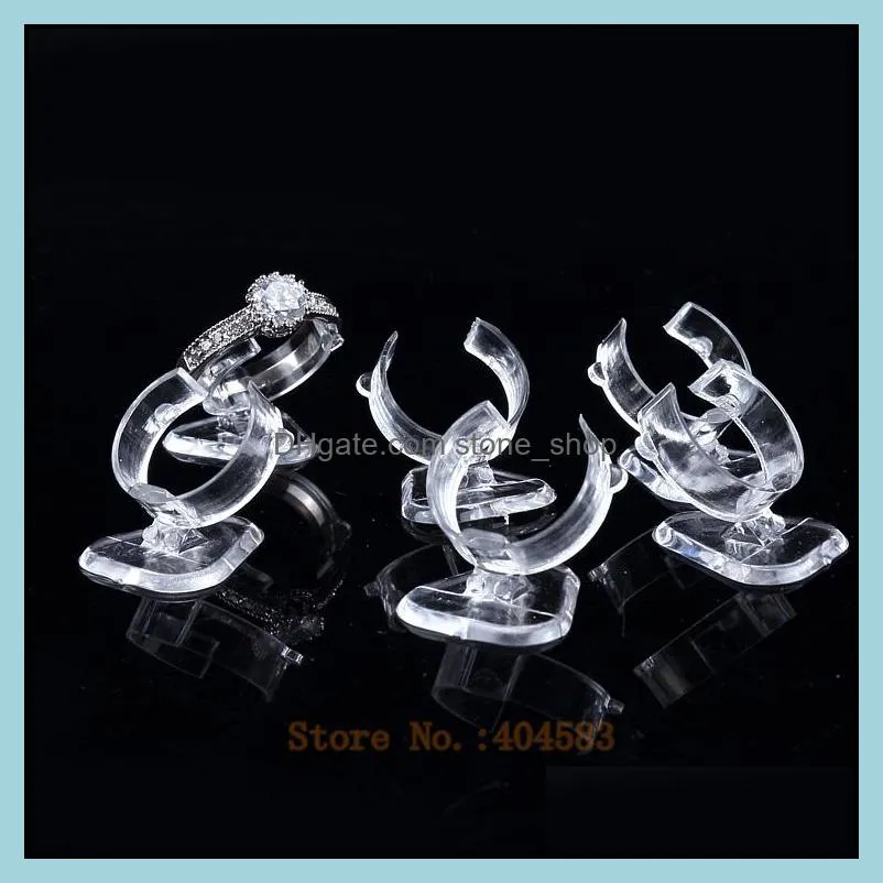 100 pcs Clear view elastic-C circle Plastic Ring Display Stand Holder Rack Tabletop Decoration Stand MX200810