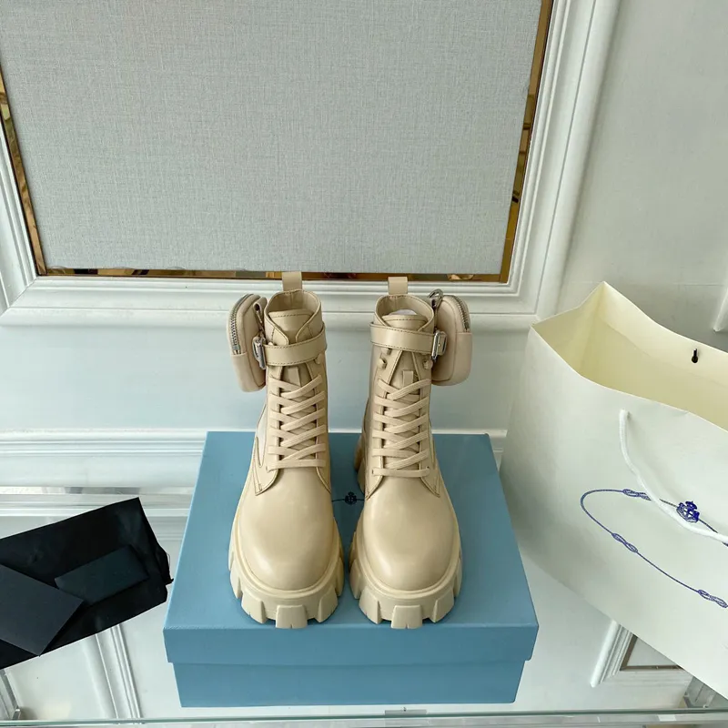 Designerskie buty z czarnymi tkaninami kostki Martin Boot Platforma Desert z 2023 Wyjmowany woreczka Chunky Block Sole Boties