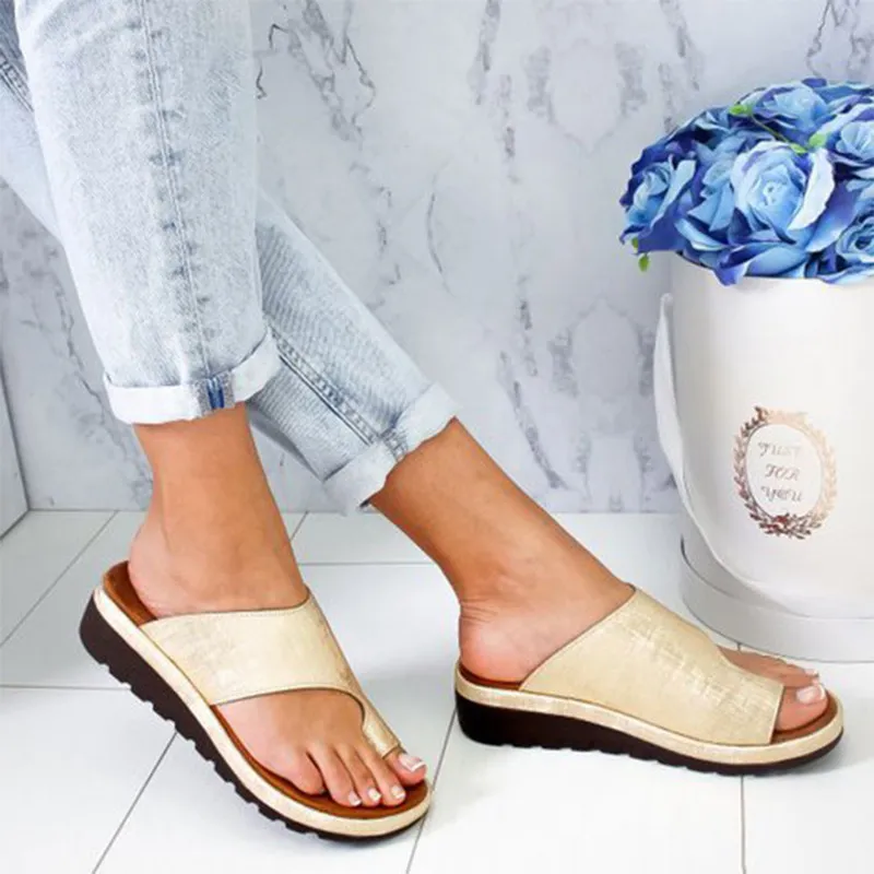 Bulk Women Comfy Platform Sandals Bunion Corrector Shoes Flat Sole Beach Slippers Plus Size Damenschuhe Women Sandals At Only 12.34 DHgate.Com