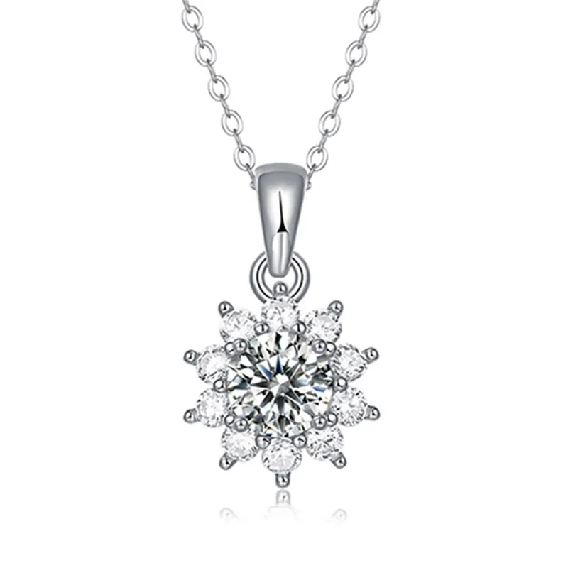 Real 1/2/3 ct D Color Moissanite 100% 925 Sterling Silver Bridal Pendant Necklace Women Sparkling Wedding Fine Jewelry