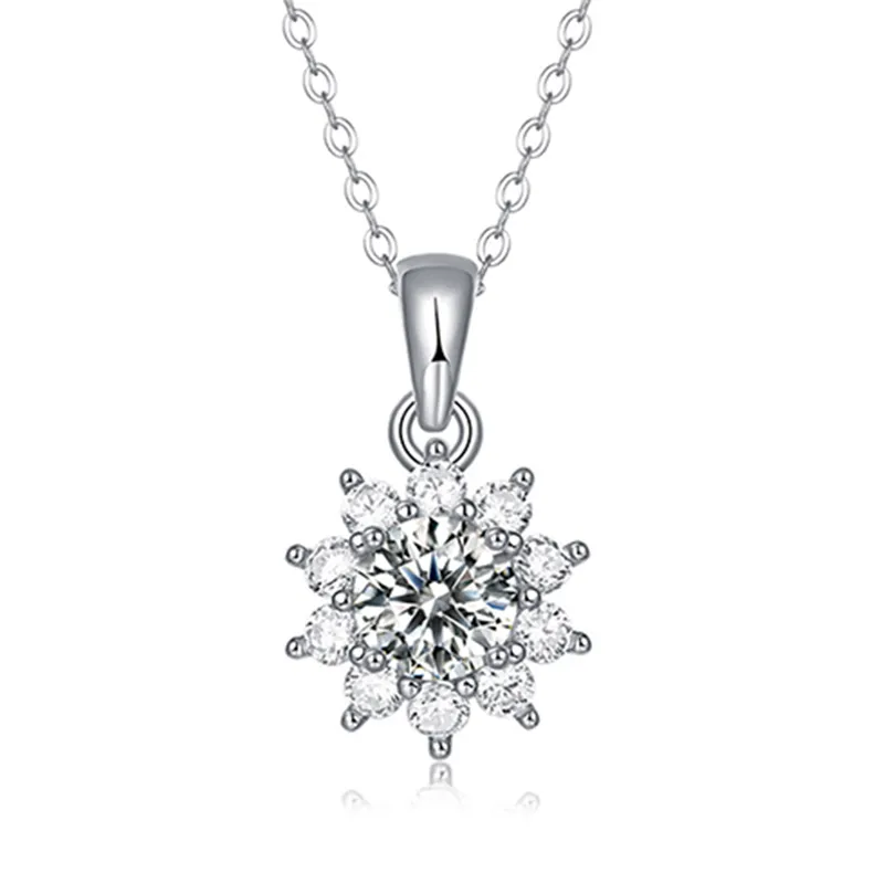 Réel 1/2/3 ct D Couleur Moissanite 100% 925 Sterling Silver Bridal Pendentif Collier Femmes Sparkling Wedding Fine Jewelry