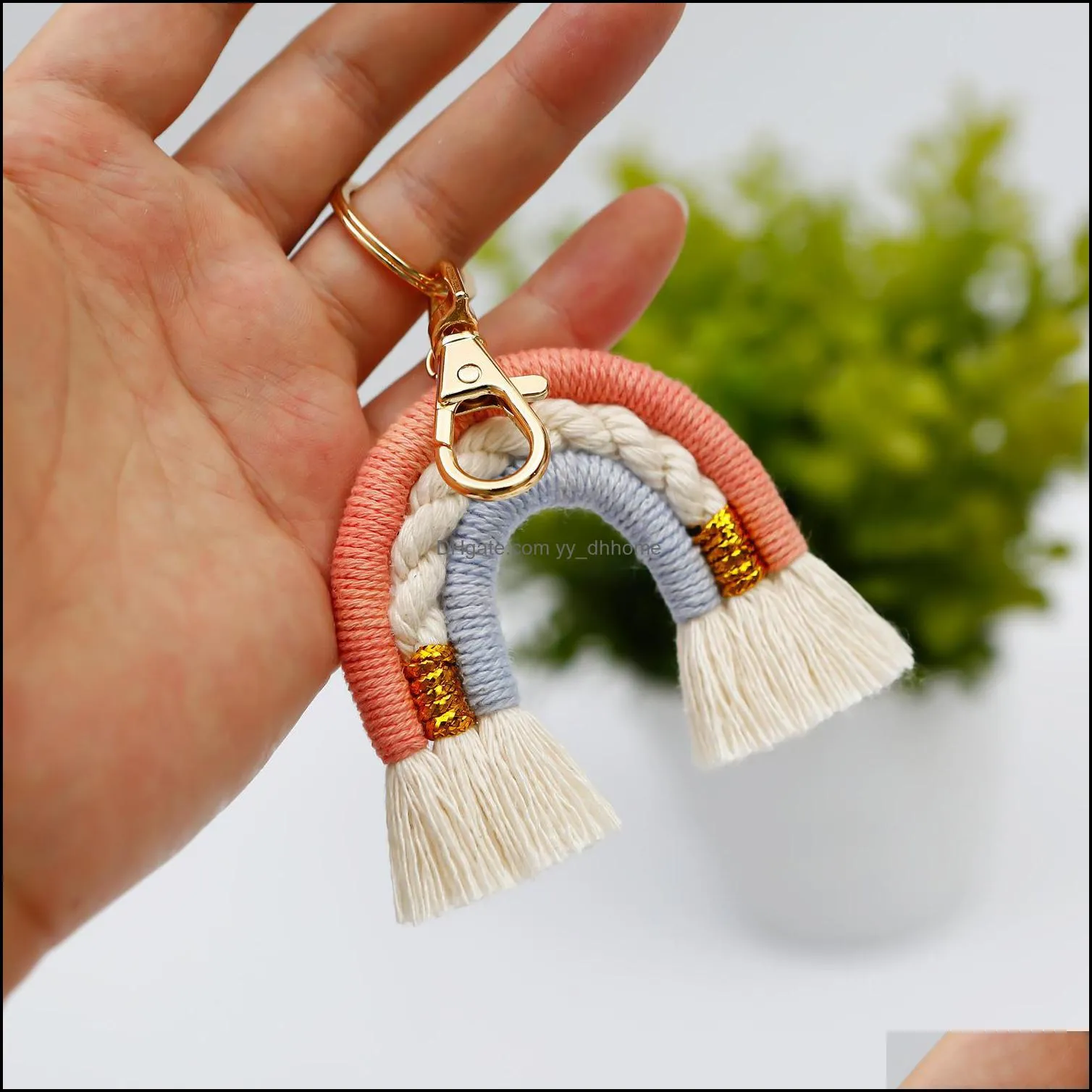 ups autumn and winter hand woven key chain pendant party favor ins wind rainbow foreign trade cross-border european and american bag