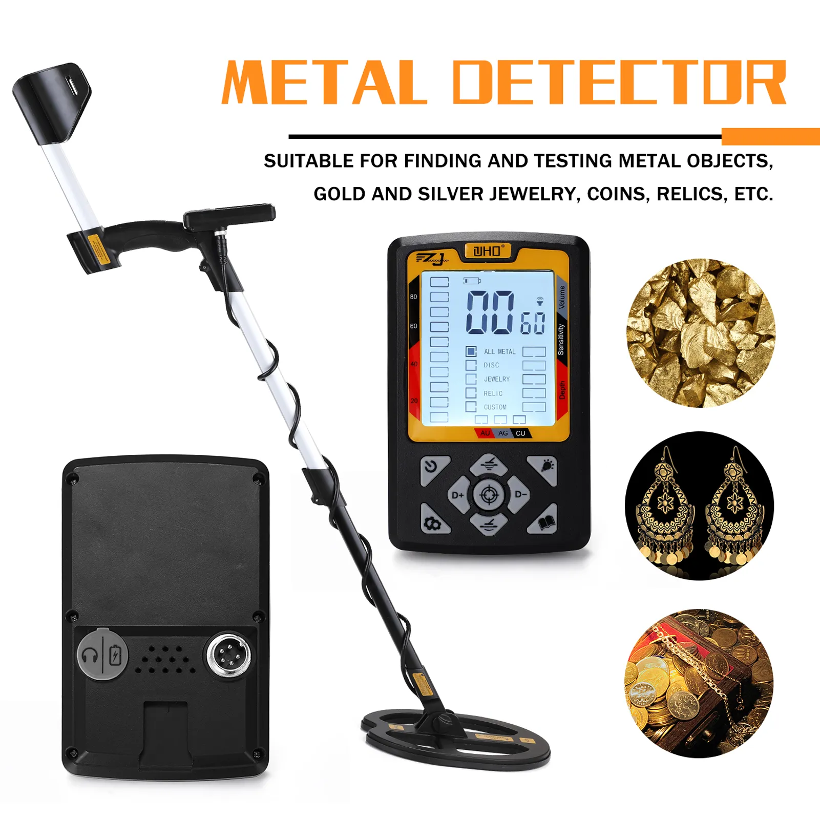 Z30 11,5 tum sökspole Underjordisk metalldetektor LCD Display Treasure Finder High Precisions Multirund Metal Detector
