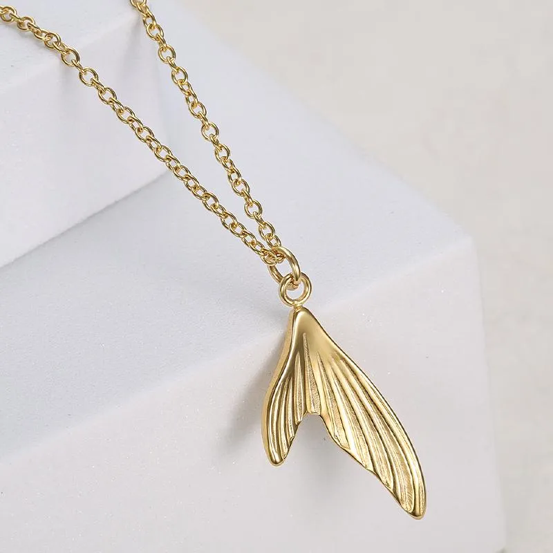 Pendant Necklaces Vintage Creative Titanium Steel Fish Tail For Women One Piece Couple's Neck Chain Jewelry Set Accessories GiftPendant