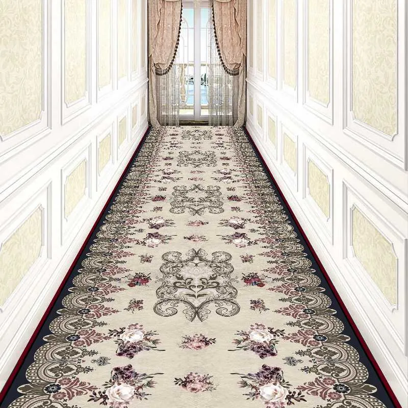 Tappeti Reese Tradizionale Elegante Floreale Hall Tappeti per aree lunghe Scale Corridoio Corridoio Corridoio Festa Matrimonio Antiscivolo Decorazioni per la casaTappeti