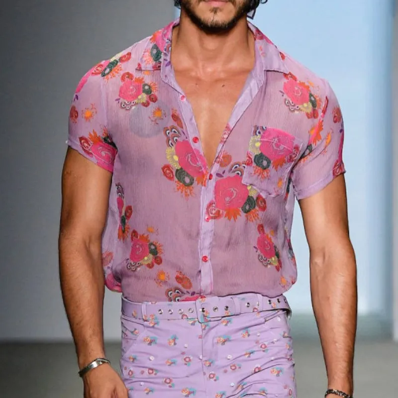 See through flower shirt hotsell
