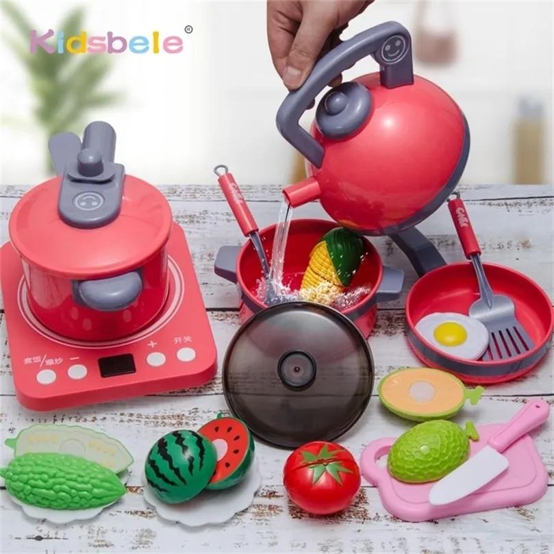 Kids Kitch Kitchen Toys Simulation Play House Toys Mini Kitchen Cookware Pan Play Play Play لعب ألعاب LJ201211