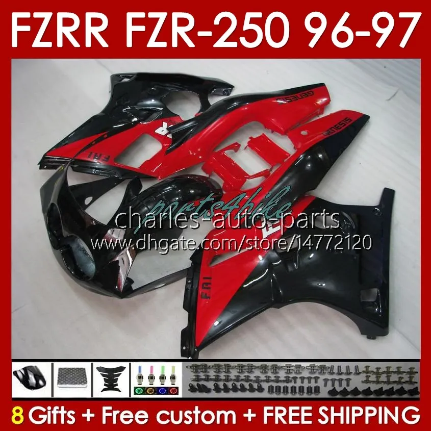 Кузов для Yamaha FZR250R FZRR FZR 250R 250RR FZR 250 RR 96-97 BODY 144NO.6 FZR250-R FZR-250R FZR-250 FZR250 RR 96 97 FZR250R 1996 1997 FACRING KIT FACTORY RED BLK BLK BLK.