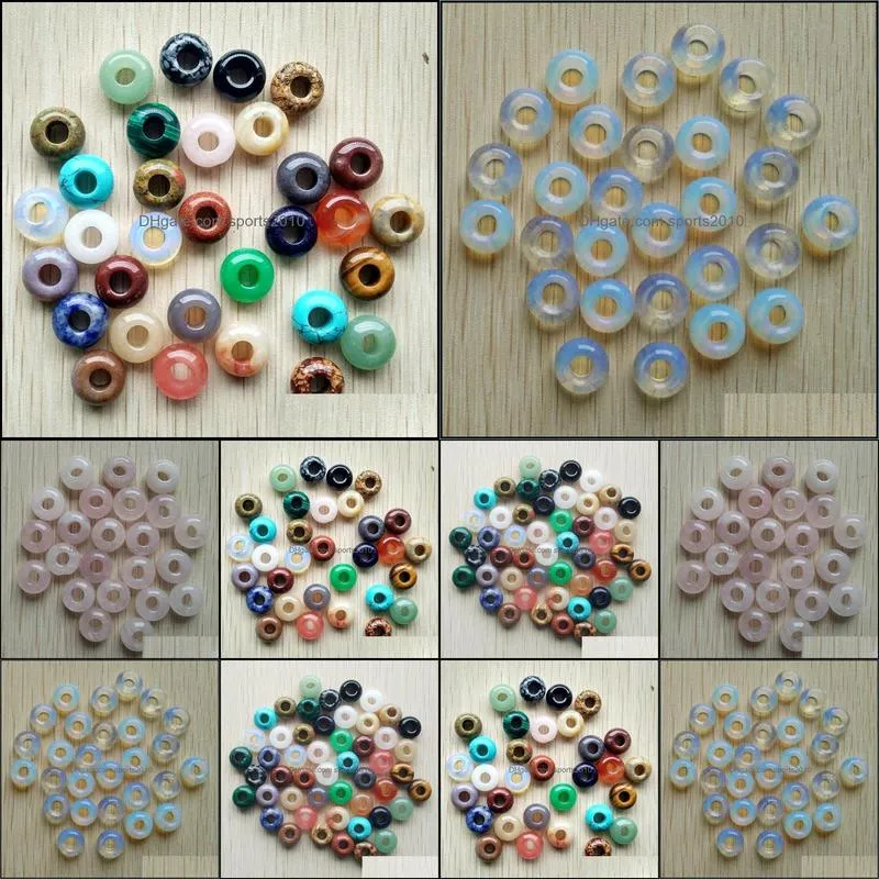 natural crystal round big hole beads charms quartz turquoise opal pendant diy for bracelet necklace earrings jewelry making