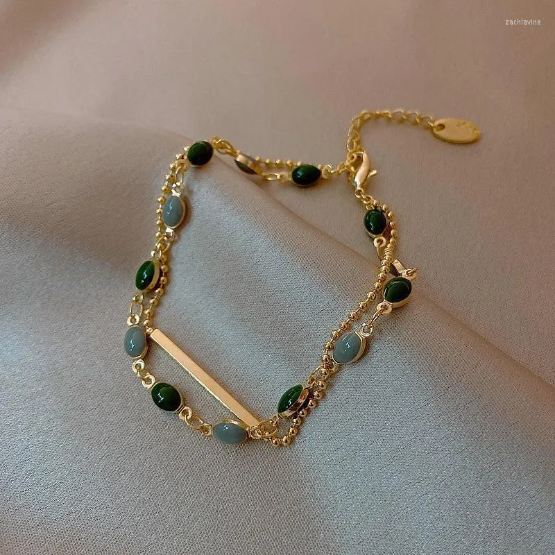 2 pièces/ensemble mode vert couleur perles étoile multicouche perlé Bracelets ensemble pour les femmes charme fête bijoux Gif Vintage Bracelet lien chaîne