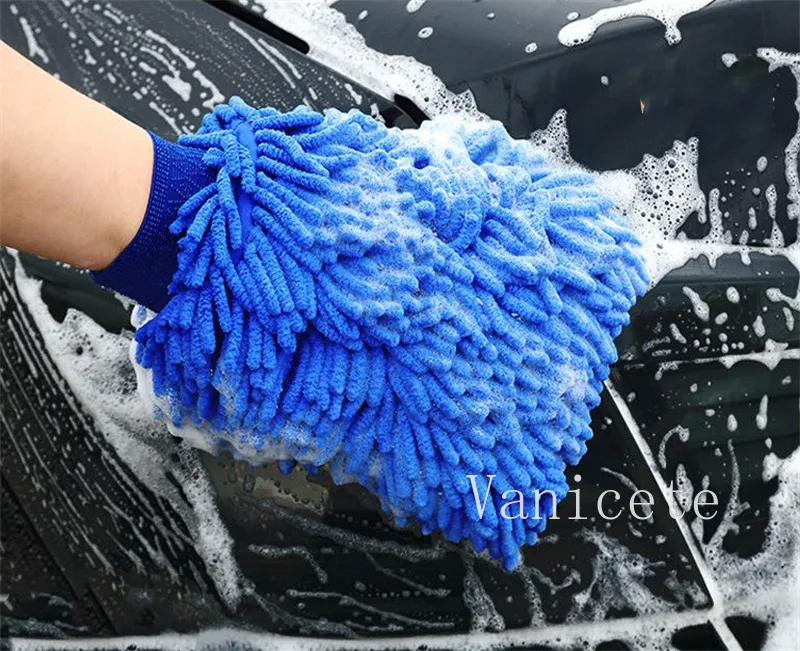 Çift taraflı şönil temizlik eldivenleri Güçlü emici araba temizleme-eldivenler ev tozu çıkarma ve arabalar çamaşır elleri t9i002026