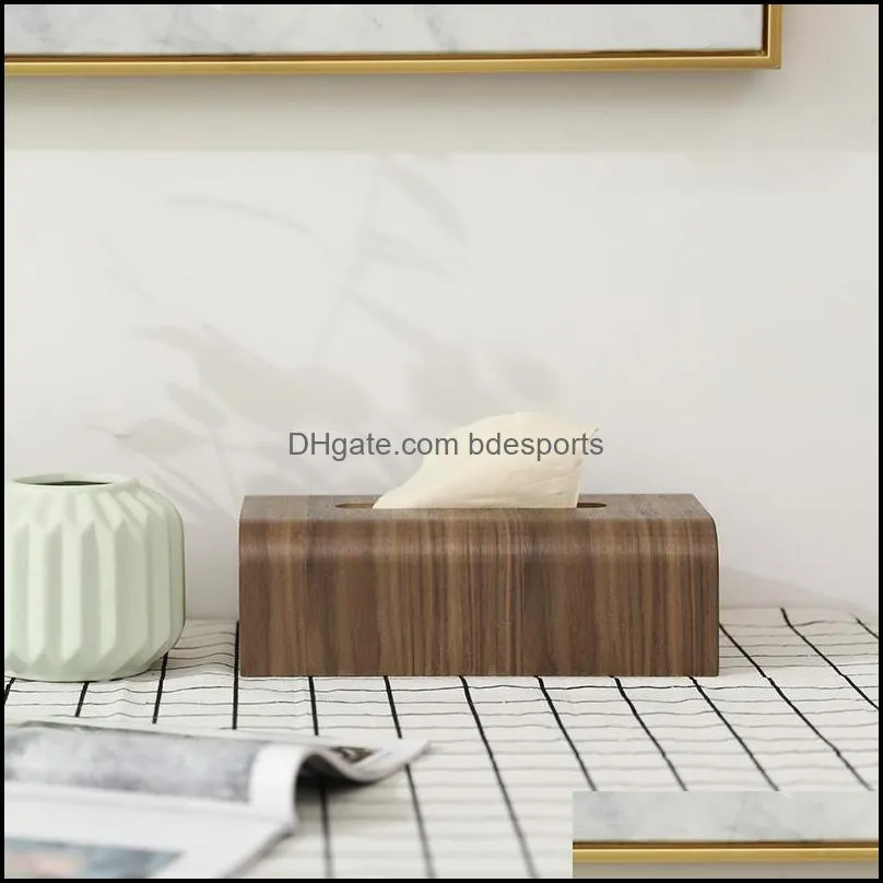 Tissue Boxes & Napkins Walnut Wood Box Home Paper Table Creative Desktop Storage Simple Fashion Living Room