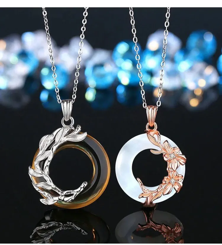 2 pcs Heaven Officials Blessing Couple Necklaces Moonlight Pendant Necklace For Lovers Friendship Jewelry Valentine's Day Gift Collier