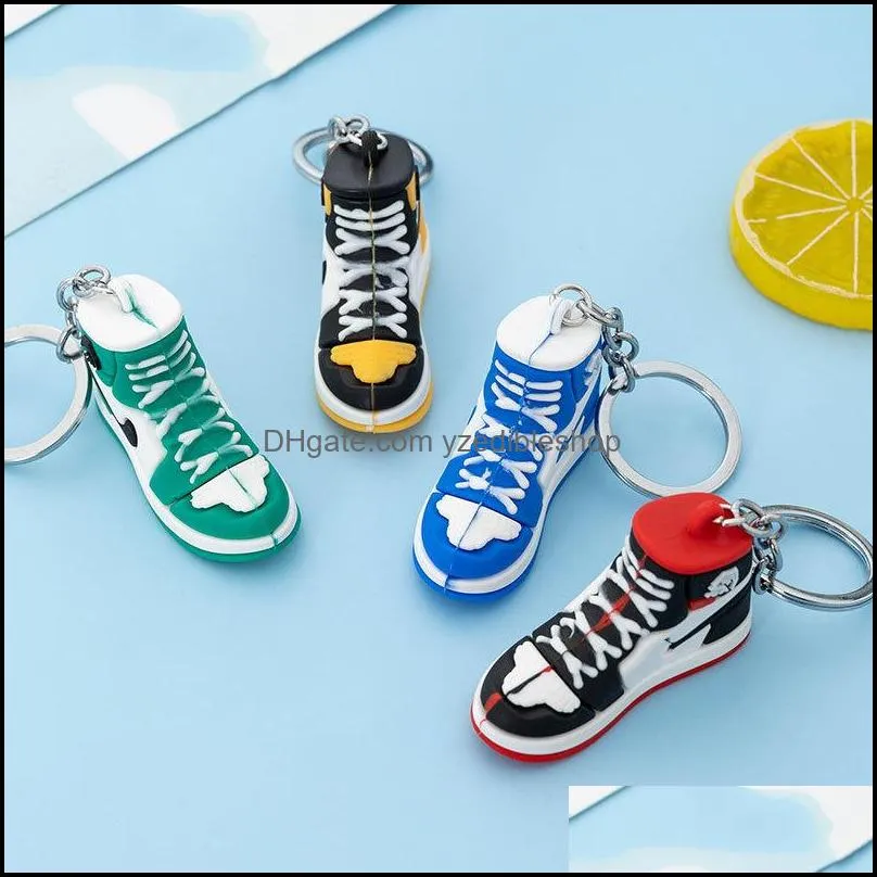 Keychains Fashion Accessories 2022 Selling New Style Stereo Sneakers Button Pendant 3D Mini Basketball Shoes Model Soft Plastic Decoration G