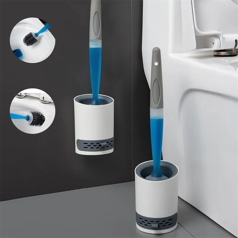 GURET Silicone Toilet Brush WallMounted Cleaning Tools Refill Liquid No Dead Corners Toilet Brush Home Bathroom Accessories Set 220815