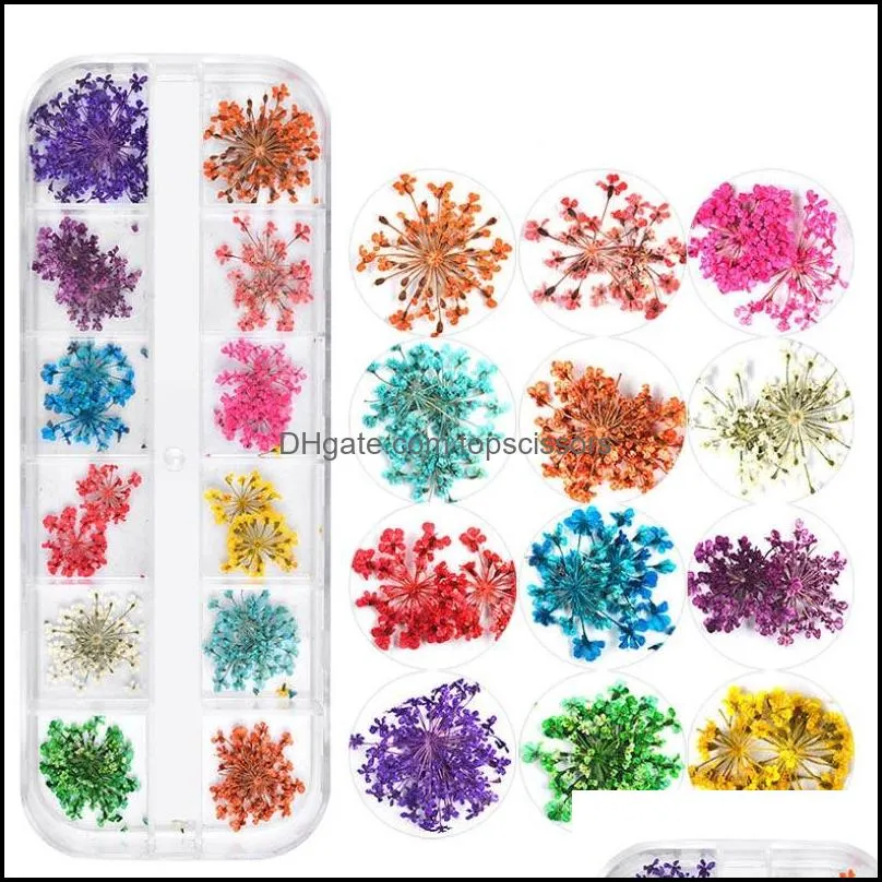 Dekoracje gwoździ suszone kwiaty 3D naklejka do wskazówek manicure dekoracje mieszane akcesoria kwiatowe dekorato topscissors