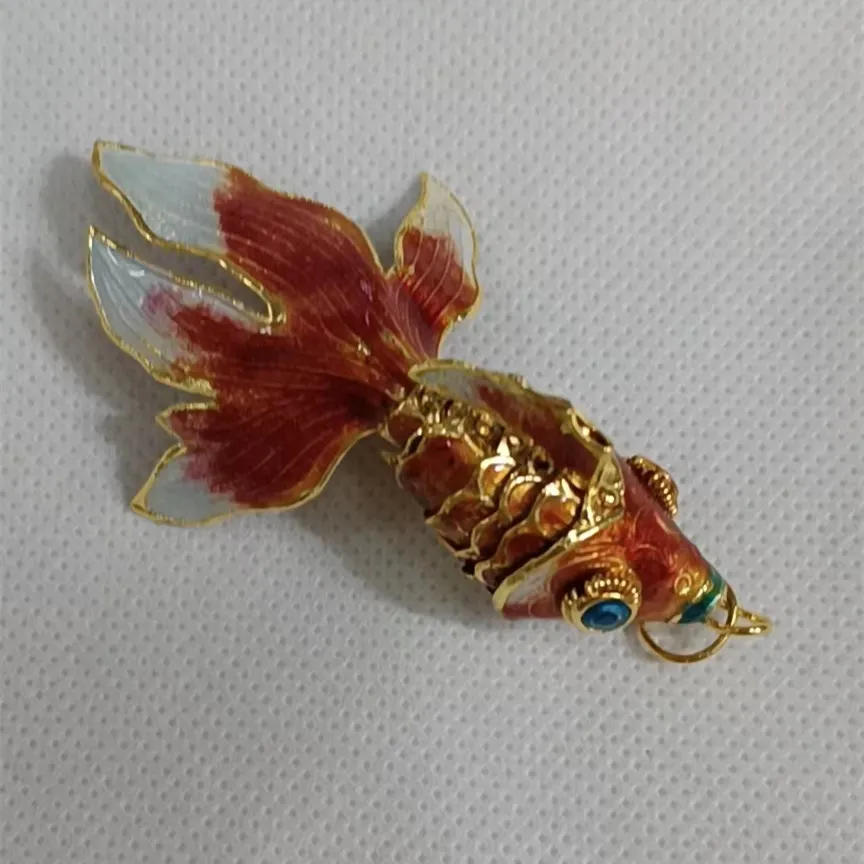 New Large 7.5cm Fine Cloisonne Cute Fish Charms DIY Pendant for Jewelry Making Enamel High End Goldfish keychain Accessories Gift