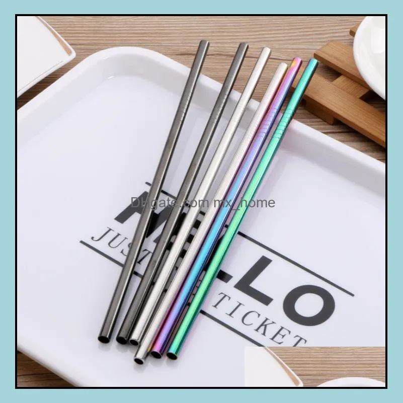 Stainless Steel Drink Straw 6*0.5*215mm Reusable Rainbow Gold Metal Straight Bend Straws Drink Tea Bar Drinking Straws 1000pcs OOA5116