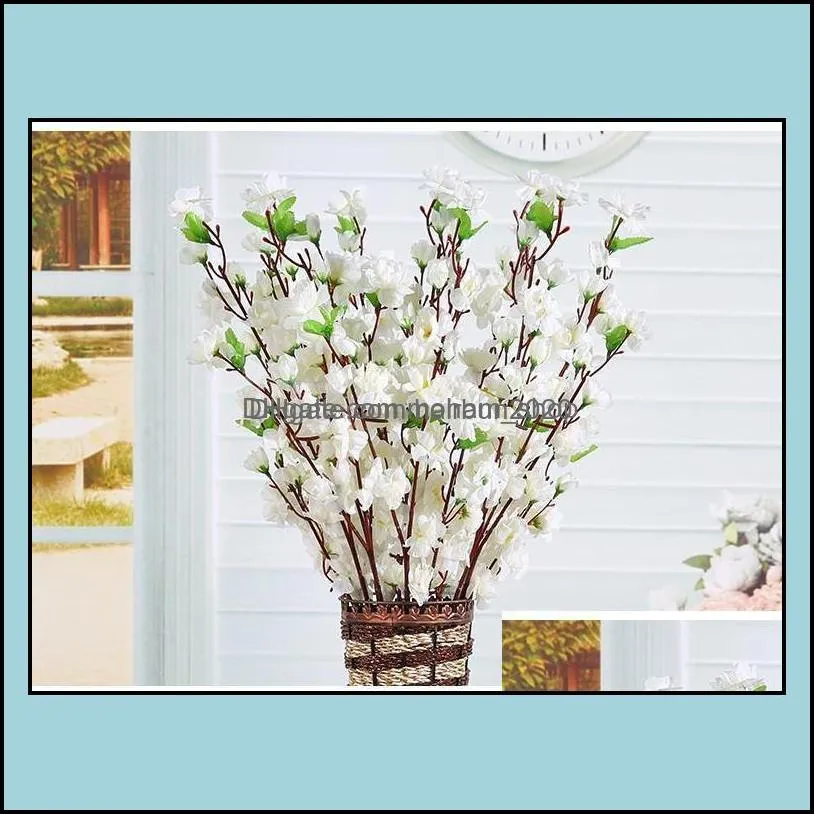 Decorative Flowers Wreaths Festive Home & Garden65Cm Long Artificial Cherry Spring Plum Peach Blossom Branch Silk Flower Tree For Wedding