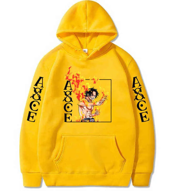 One Piece Ace Anime Hoodie Unisex Loose Fit Pullover, Autumn