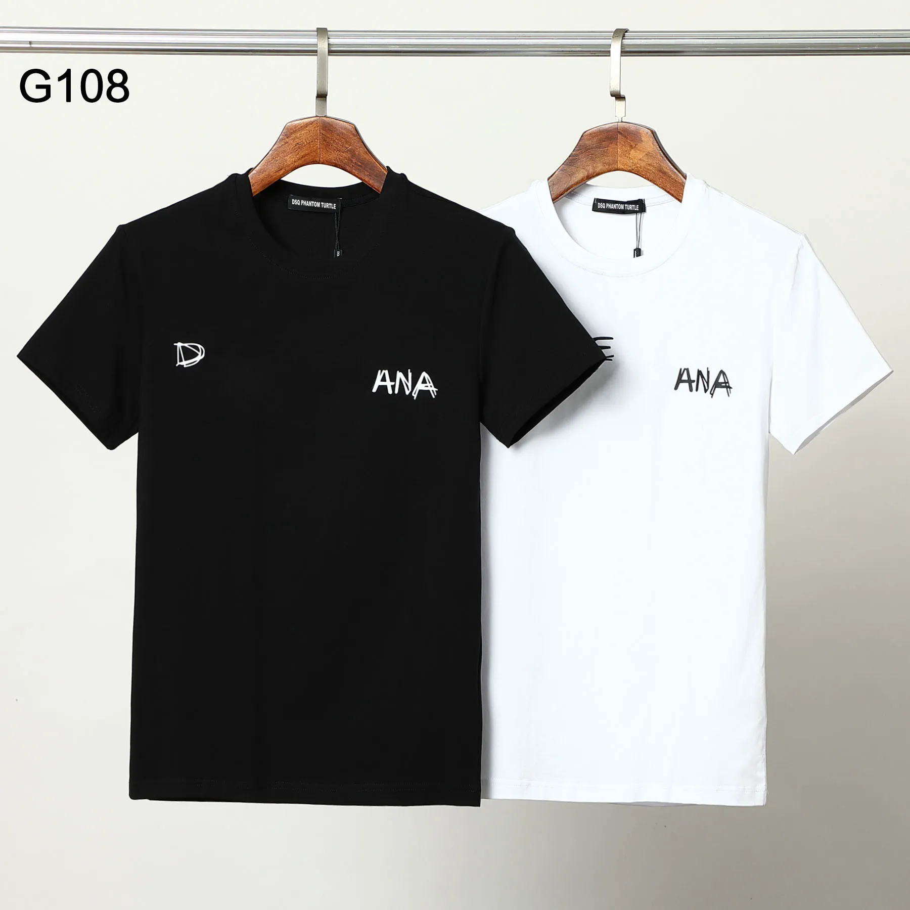 DSQ ファントムタートルメンズデザイナー Tシャツイタリアミラノファッションロゴプリント Tシャツ夏黒白 Tシャツヒップホップストリート綿 100% トップスプラスサイズ 1172