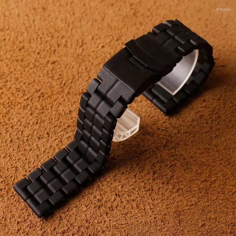 Titta på Bands Plastic Steel Watchbands 23mm rem för Band Sport Mans Watches Accessories 3051 Armband