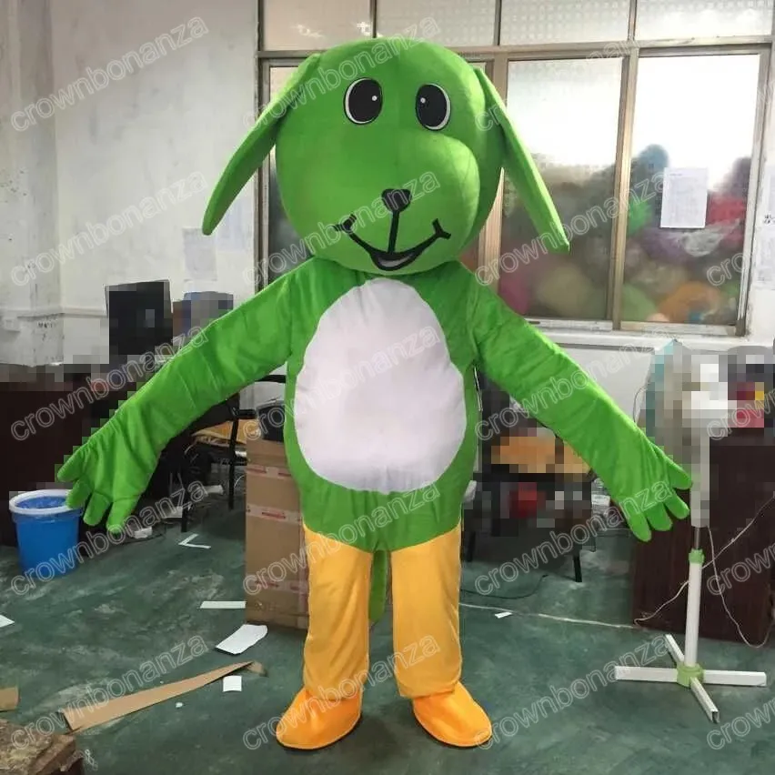 Halloween Green Dog Mascot Costume Cartoon Anime Tema Caratteri Adulti Dimensioni CARNIVALE CARNIVALE GIOUND COMPLETTO OUTDIFIT
