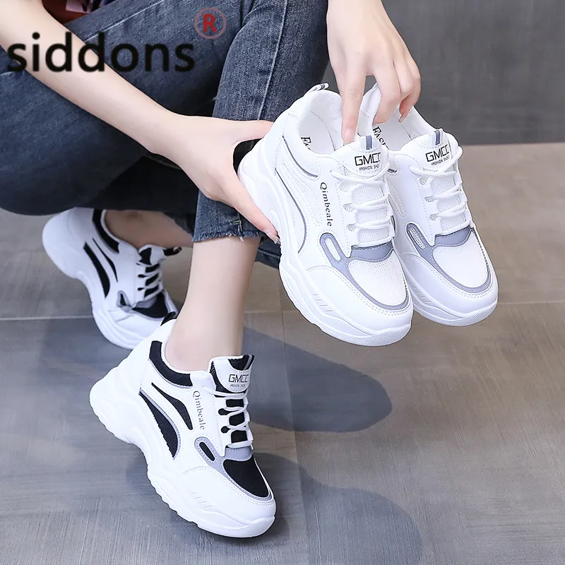 Tennis frauen Casual Turnschuhe Dicke Sohle Keile Damen Vulkanisierte Schuhe Sport Atmungs Mode Plattform Heels Weibliche Schuhe