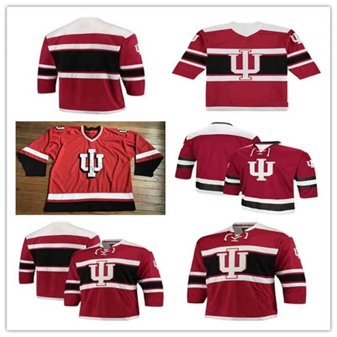 Custom Indiana Hoosiers College Ice Hockey Jersey Personalized with Any Name Number Vintage Red Black Alternate S 4XL
