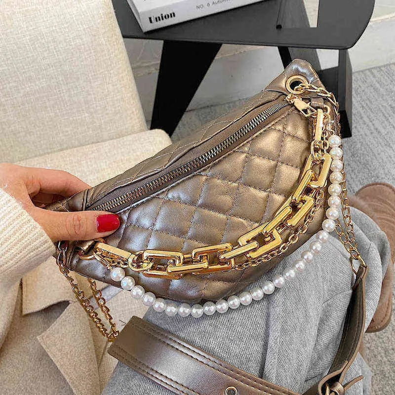 Dikke Ketting Taille Tas Vrouwen Lederen Fanny Pack Luxe Merk Schouder Crossbody Sen Fashion Mini Riem Meisjes Borst Tassen 220609