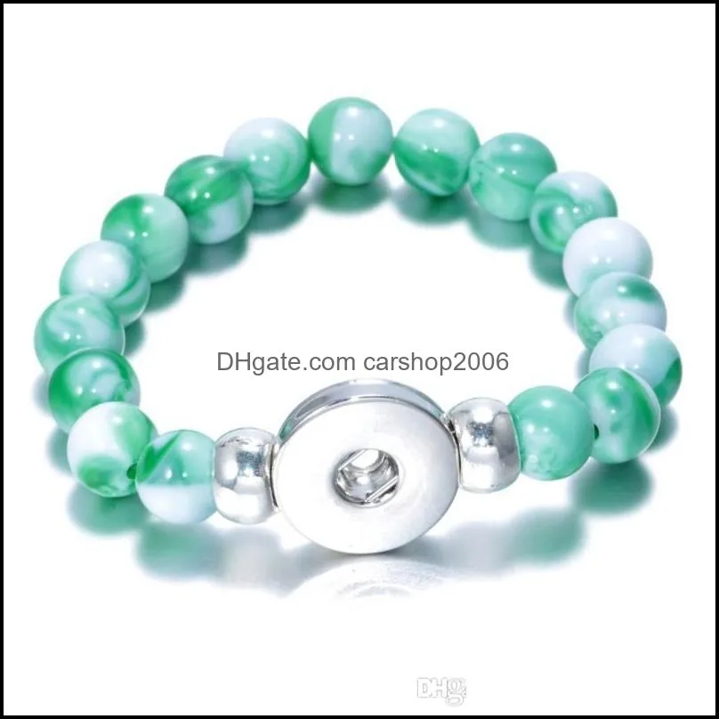 Fashion Jewelry 18mm Snap Button Bracelet 10mm Imitation Pearls Beads Bracelets Charm Bangle For Women Girls Birthday Gift