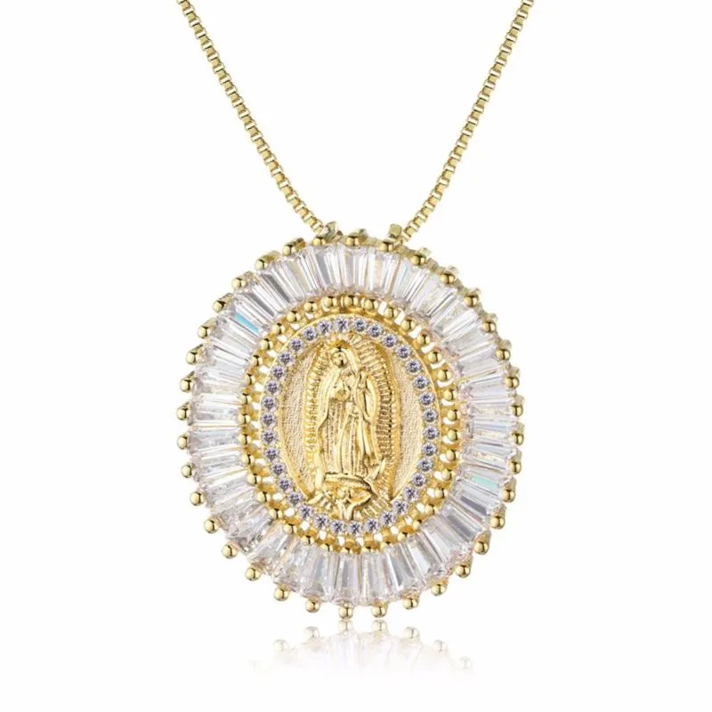 Kolye Kolye Charms Yakası Zirkon Kolye Anne Hediyeler Için Meryem Ana Kadınlar Our Lady Of Guadalupe Dini Takı CN004Pendant