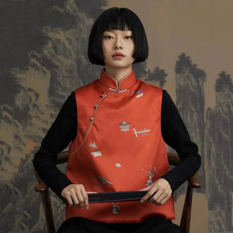 エスニック服の女性中国語スタイルのQIPAOトップ