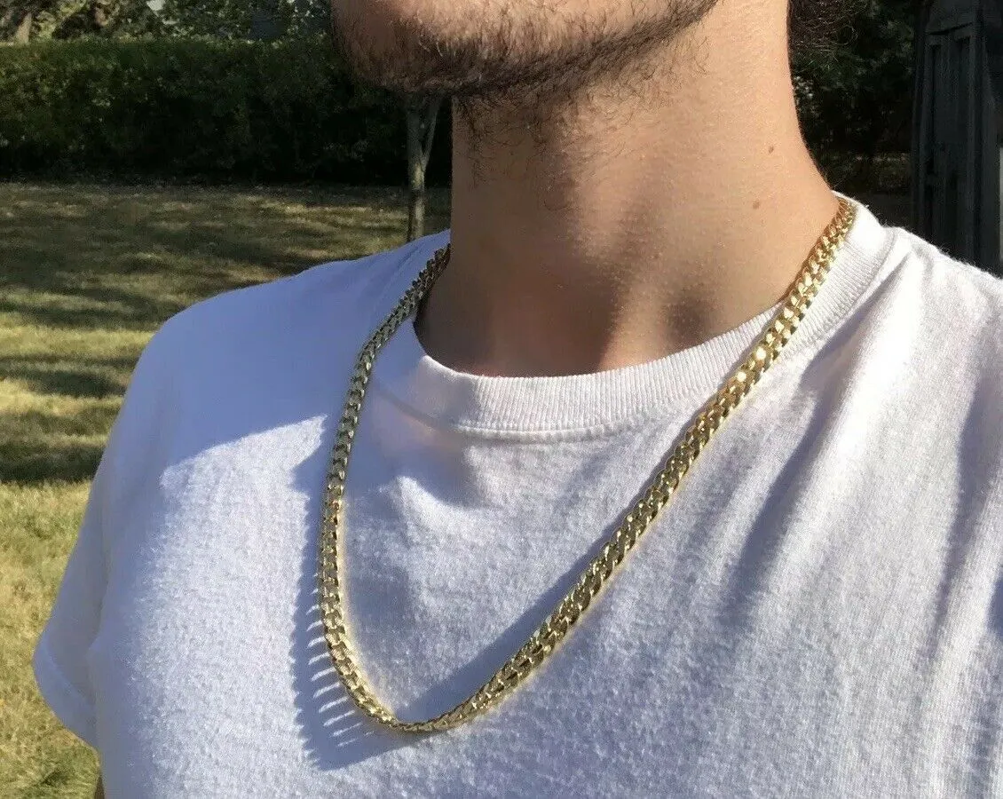 14k Yellow Gold Cuban Curb Chain Necklace, 10mm, 24 Inch from