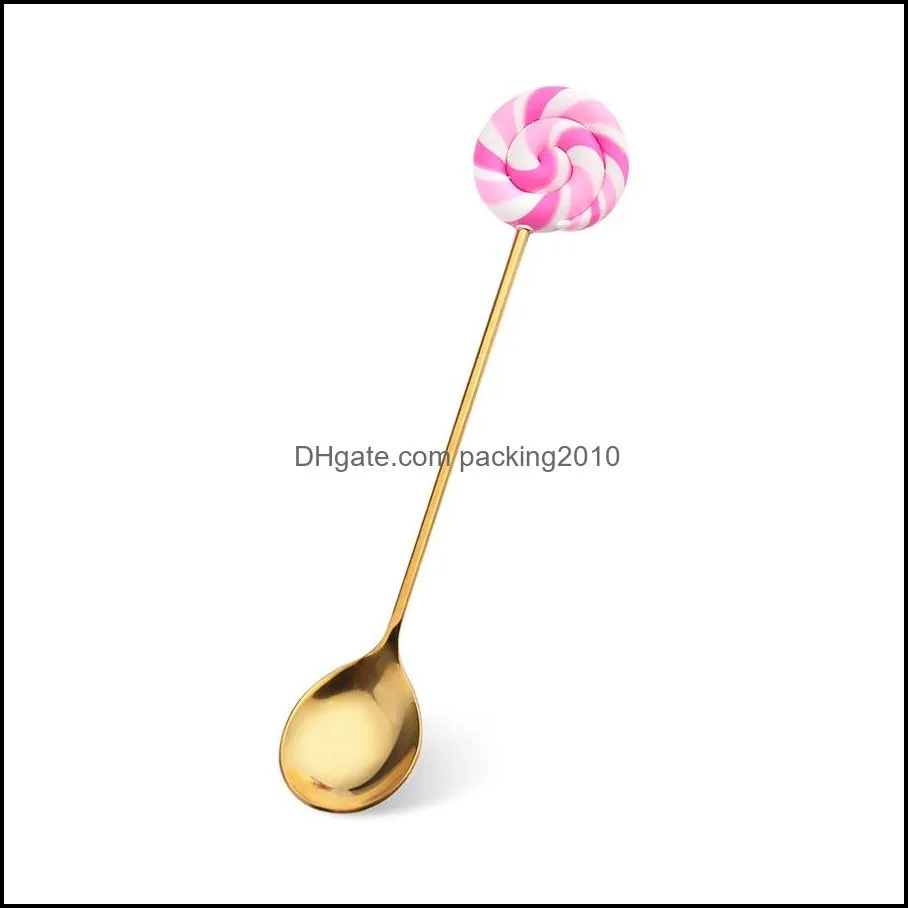 Stainless steel spoon stirring coffee spoon children`s lovely ice cream fork cartoon fruit