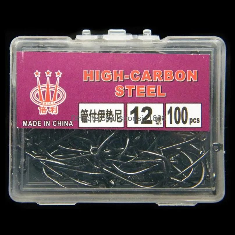 1000pcs/10box 10 sizes 3#-12# black ise hook high carbon steel barbed fishing hooks fishhooks pesca tackle bl_51