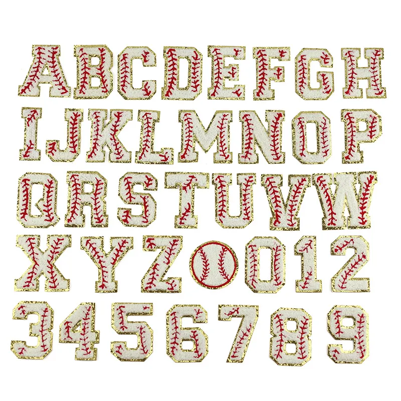26 Letter Set Chenille Iron On Glitter Varsity Letter Patches - Black  Chenille Fabric With Gold Glitter Trim - Sew or Iron on - 8 cm Tall 