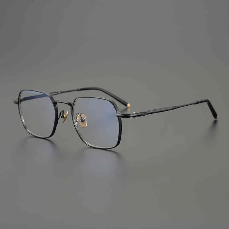 Les lunettes en titane pur faites à la main montrent une couleur de pistolet imbriquée mince et à haute texture lunettes de myopie ultra légères cadre plein cadre