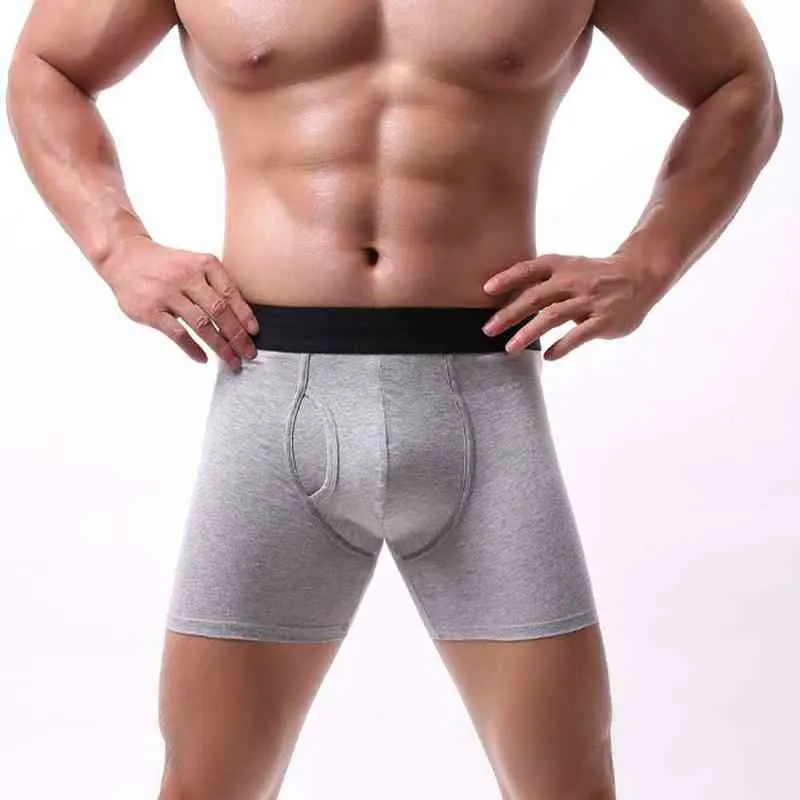 Boxers Men Long Legs U Convex Pouchunderwear Plus Size Sports Boxer Cotton Running Comfort Slip Homme Tight Seamless Panties G220419