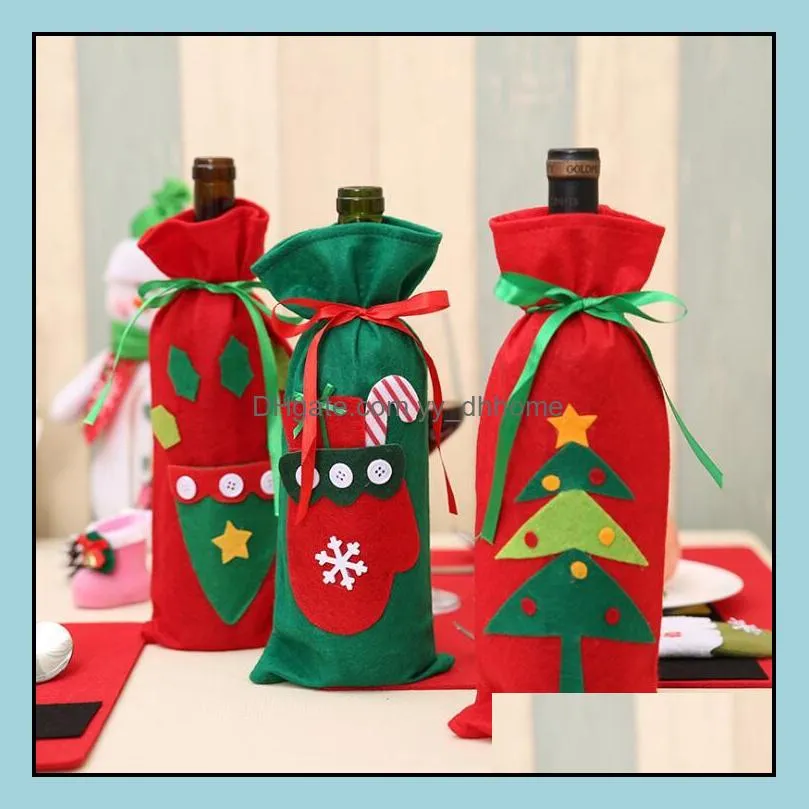 christmas wine bottle cover santa claus gift bags xmas dinner bar products party table decorations trees hanging ornaments lxl639-l