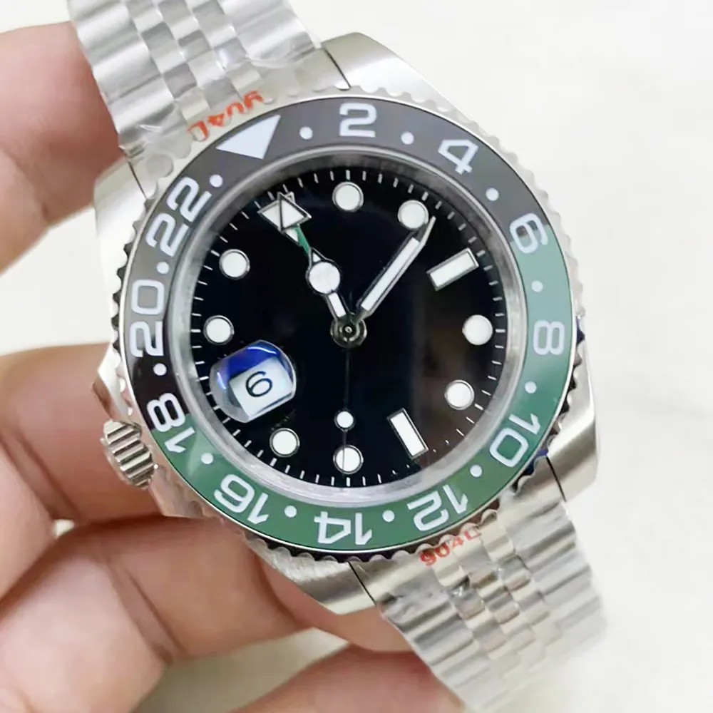 Relógio ST9 vai Destro Black Green Buzel Cerâmica Cerâmica automática mecânica aço inoxidável Big Sapphire Glass 40mm Men observa relógios de pulso