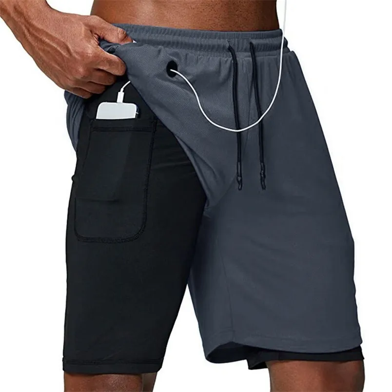 Running Shorts Men 2 In 1 Double-deck Sport Gym Shorts Quick Dry Fitness Jogging Short Pants Training Workout Summer Men Shorts 220505