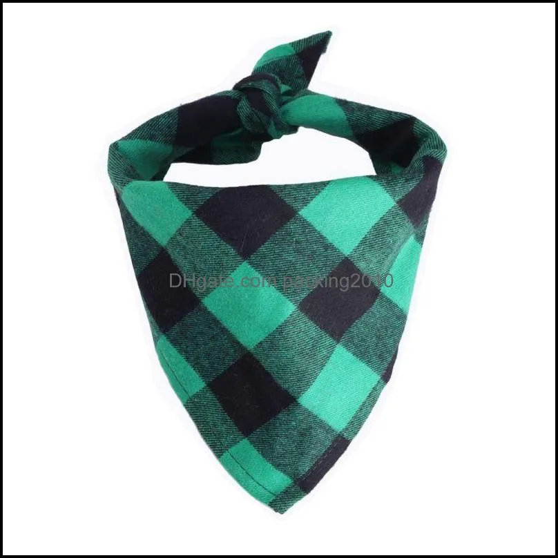 pet dog cat plaid triangle bibs scarf double-cotton printing kerchief set for medium size dogs cats 2 pcs