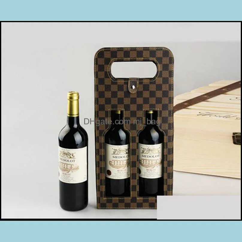 artificial leather deluxe wine tote double wine bottle holder gift bags wine bottle gift wrap easy carrying party favors